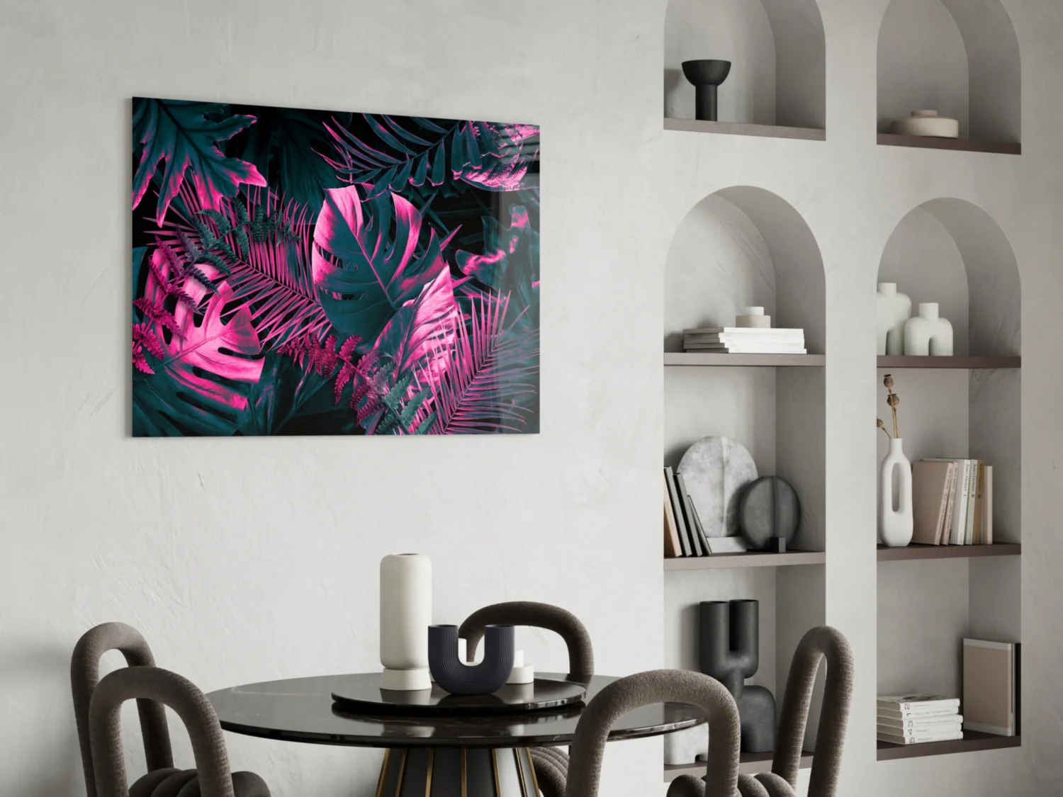 Tropical Neon Leaves Glass Wall Art - Image 6
