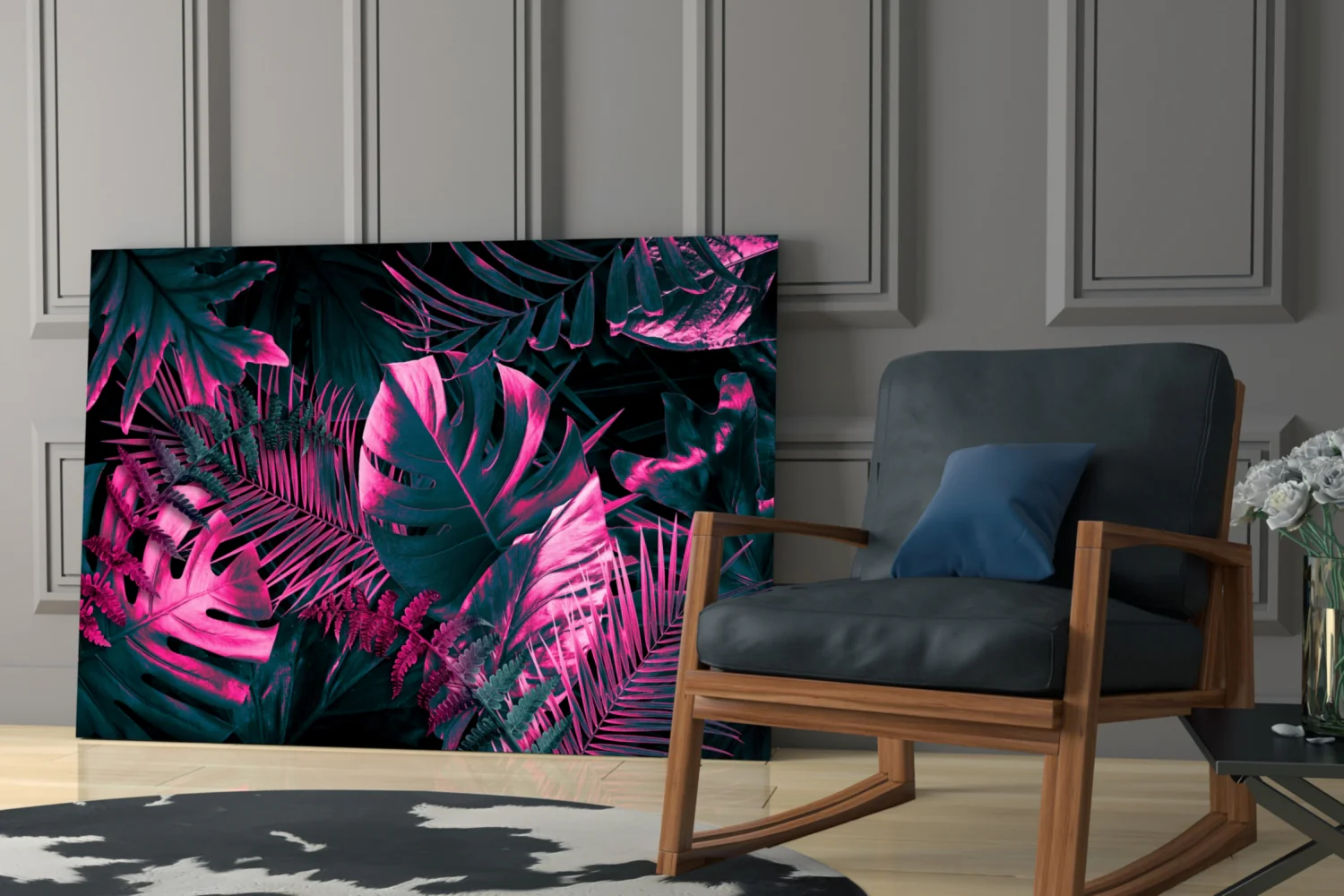 Tropical Neon Leaves Glass Wall Art - Image 7