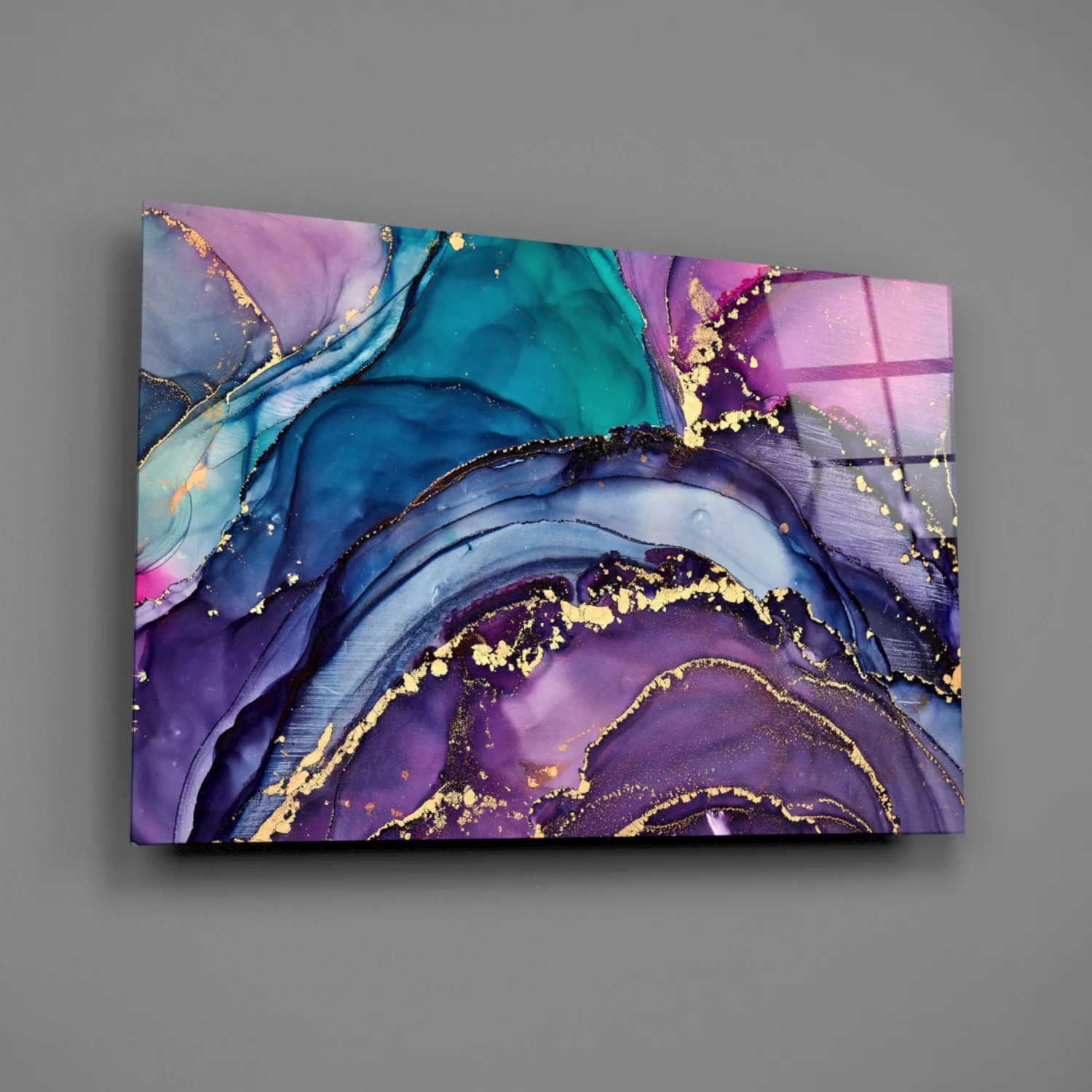 Ethereal Purple Swirls Glass Wall Art - Image 2