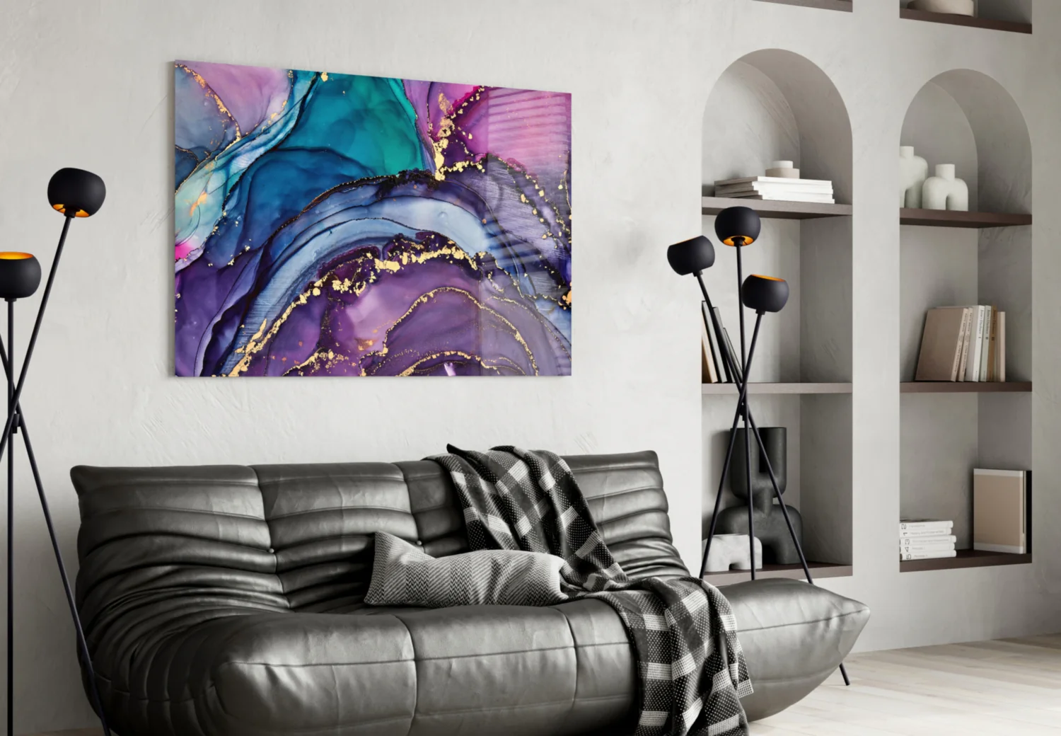 Ethereal Purple Swirls Glass Wall Art - Image 4