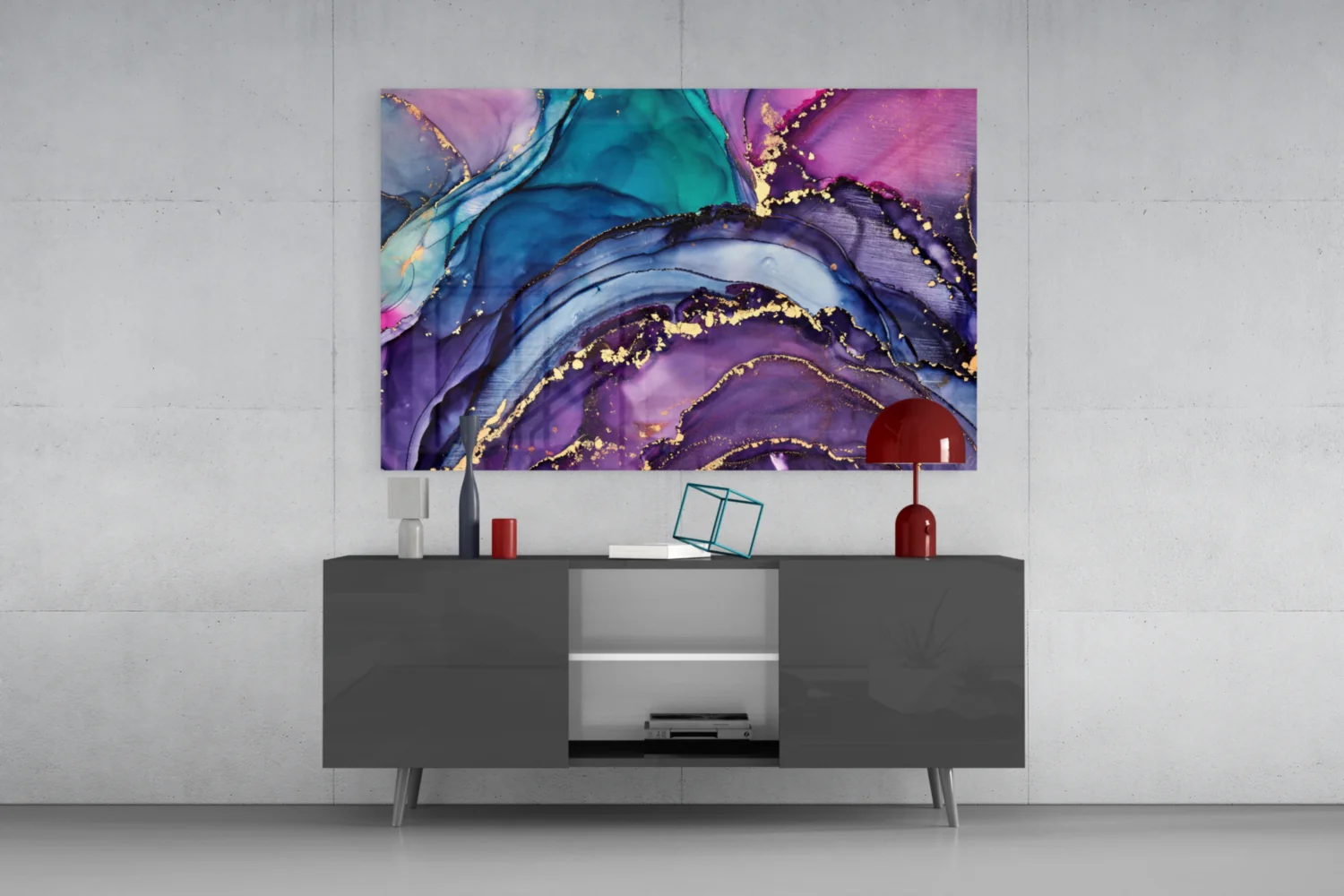 Ethereal Purple Swirls Glass Wall Art - Image 8