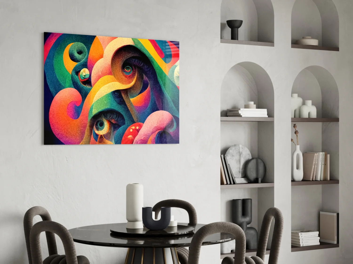 Whimsical Eyes in Swirls Glass Wall Art - Image 6