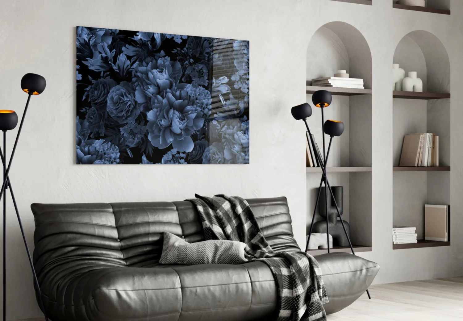 Elegant Midnight Bloom Glass Wall Art - Image 4