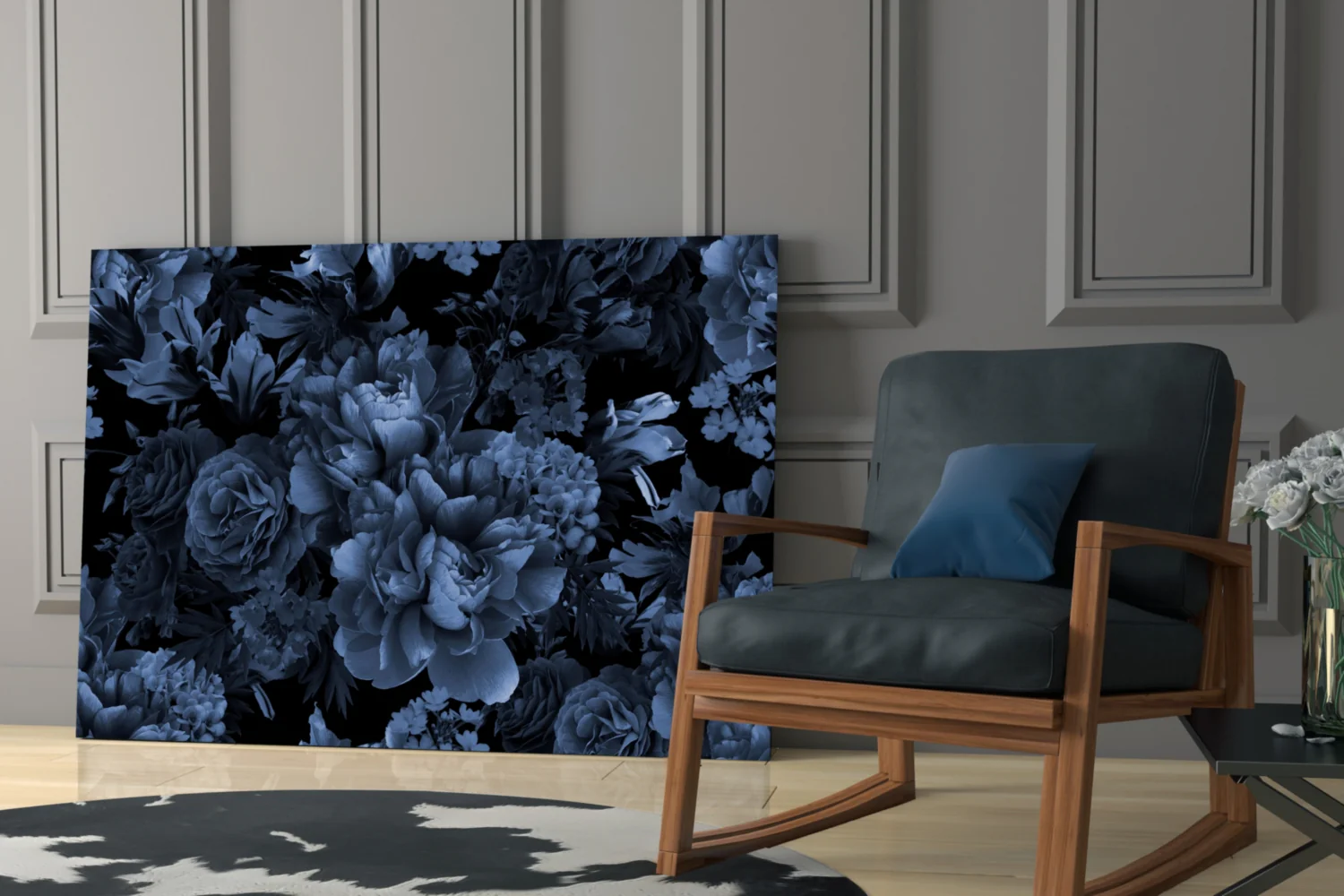 Elegant Midnight Bloom Glass Wall Art - Image 7