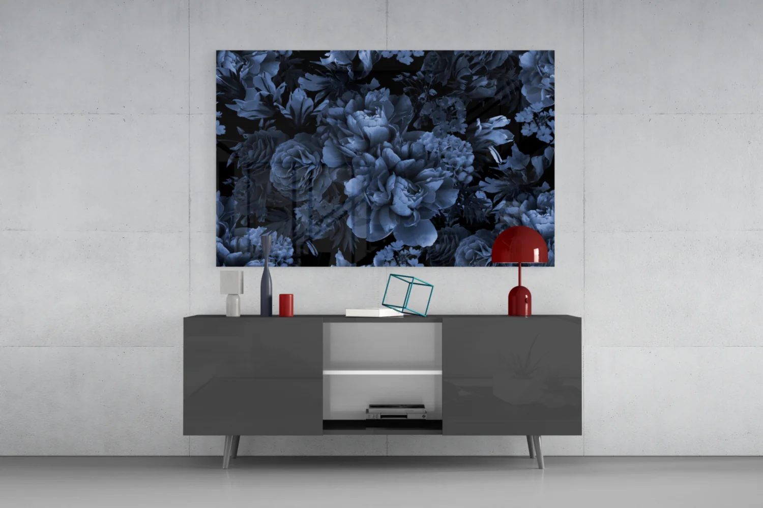 Elegant Midnight Bloom Glass Wall Art - Image 8