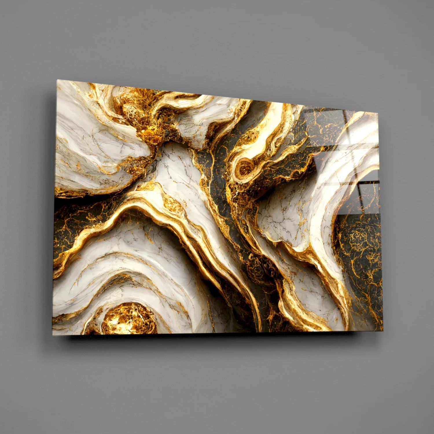 Elegant Gold Veins Marble Glass Wall Art - Image 2