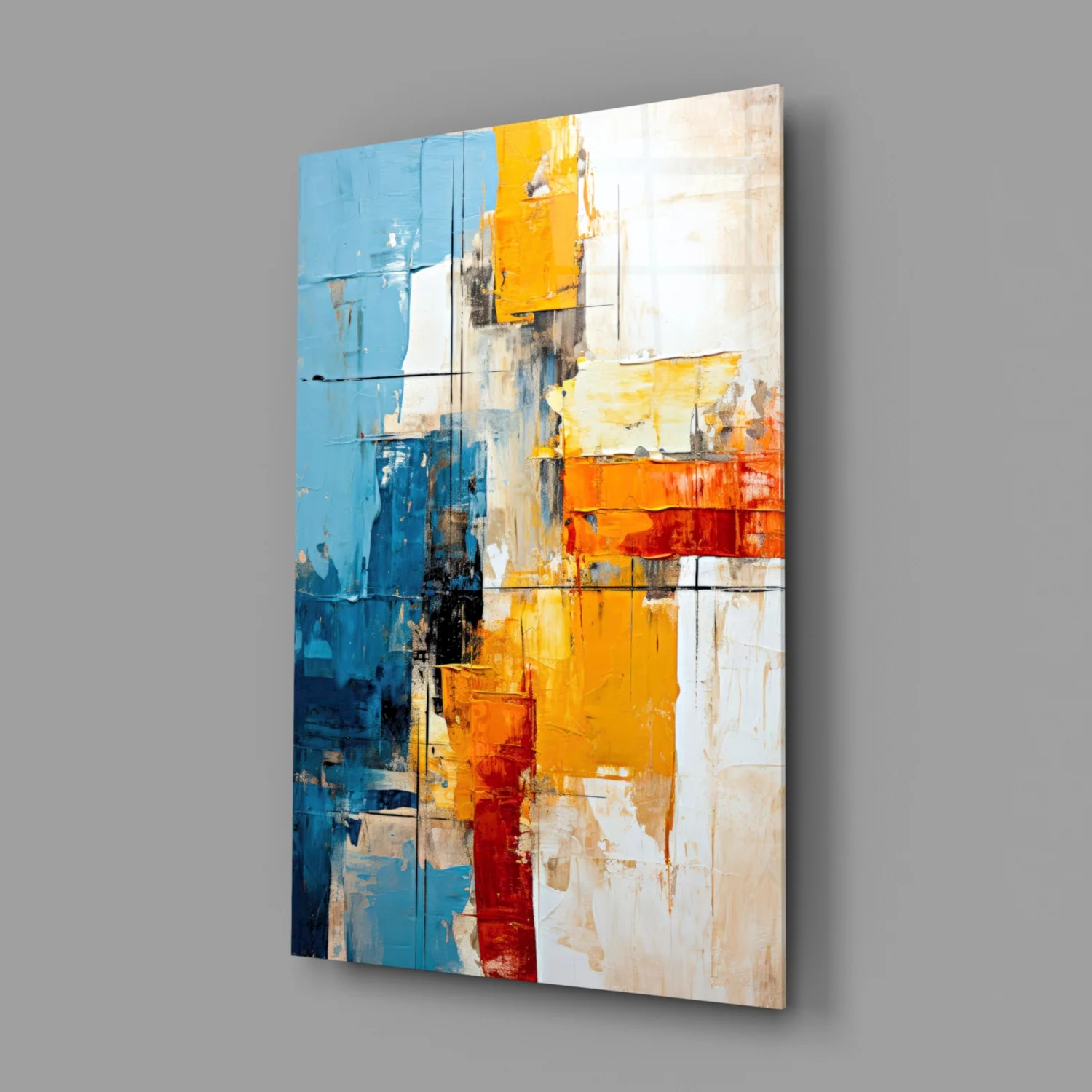 Abstract Color Block Glass Wall Art - Image 2
