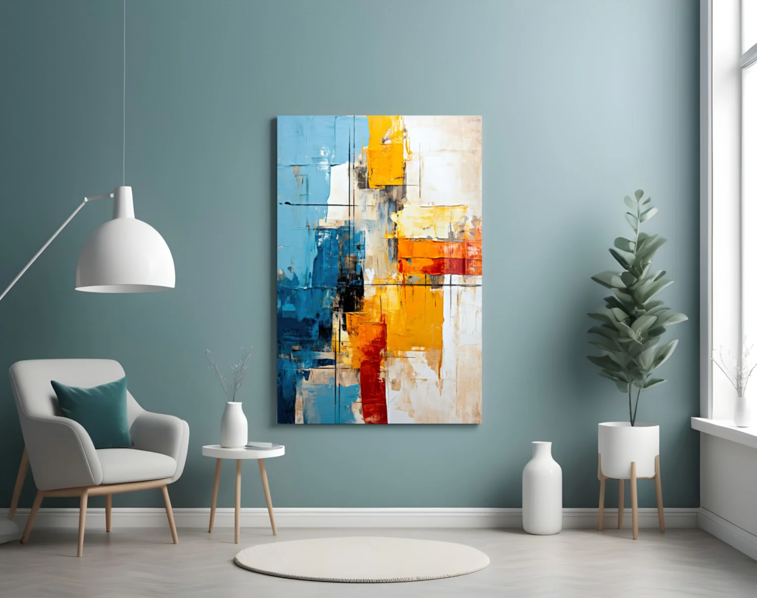 Abstract Color Block Glass Wall Art - Image 4