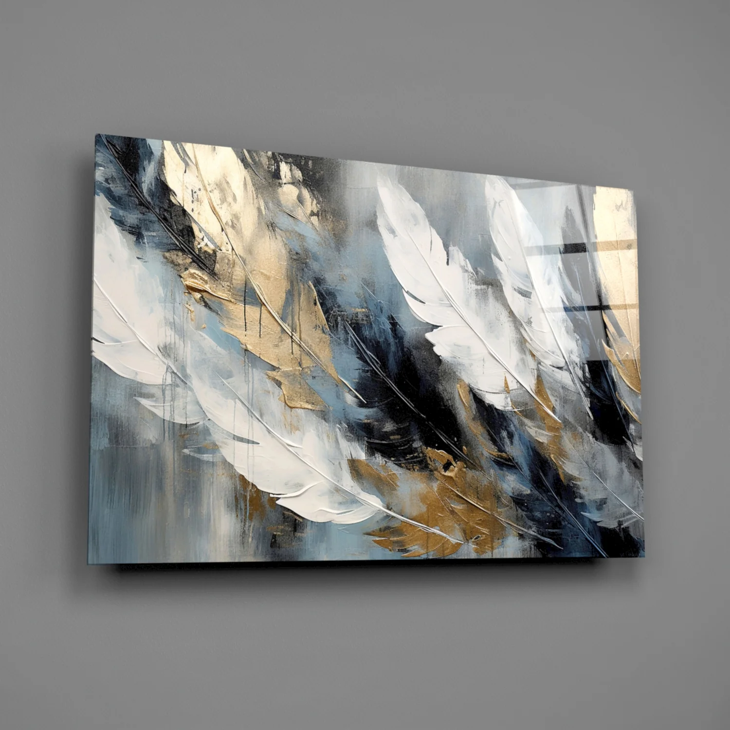 Elegant Feather Abstract Glass Wall Art - Image 2