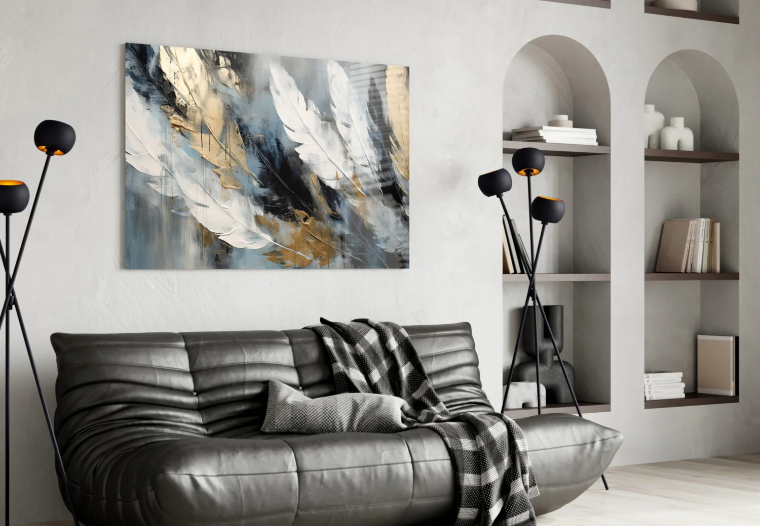 Elegant Feather Abstract Glass Wall Art - Image 4