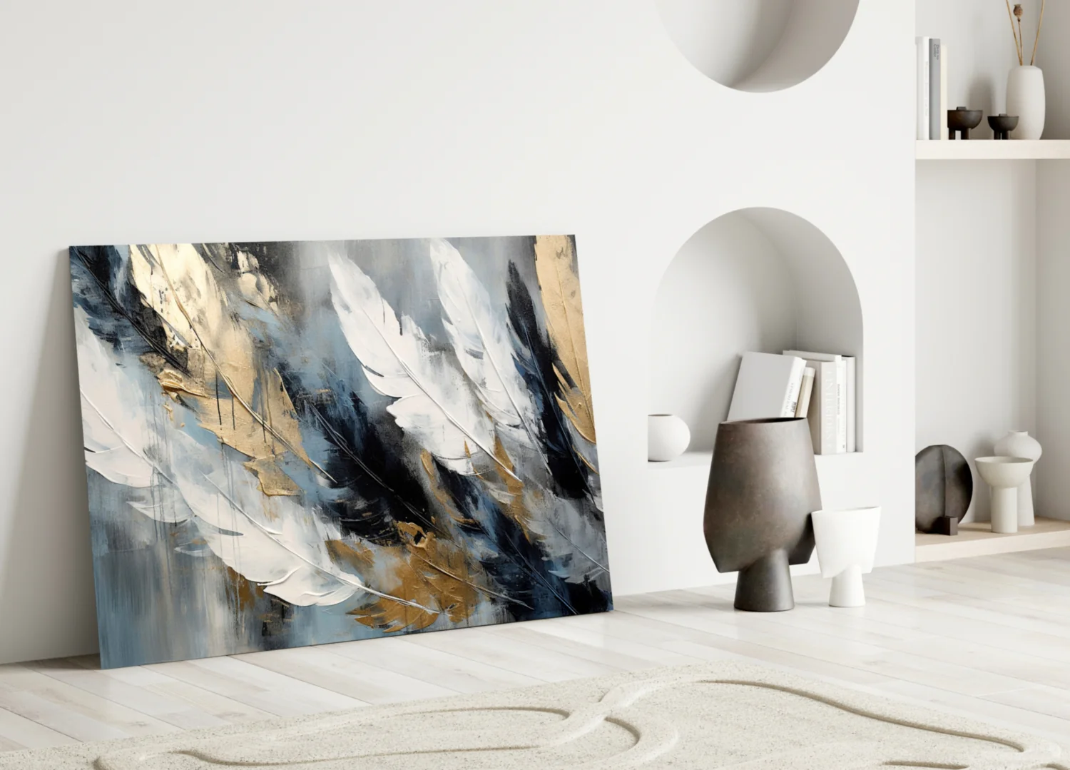 Elegant Feather Abstract Glass Wall Art - Image 5