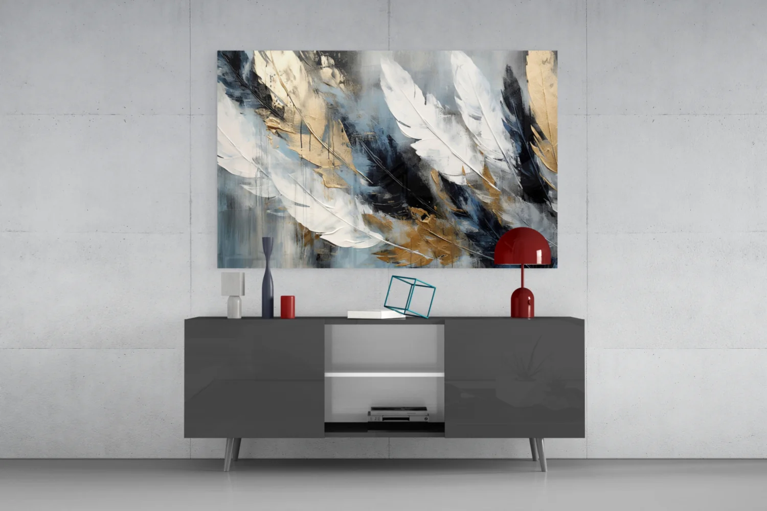 Elegant Feather Abstract Glass Wall Art - Image 8