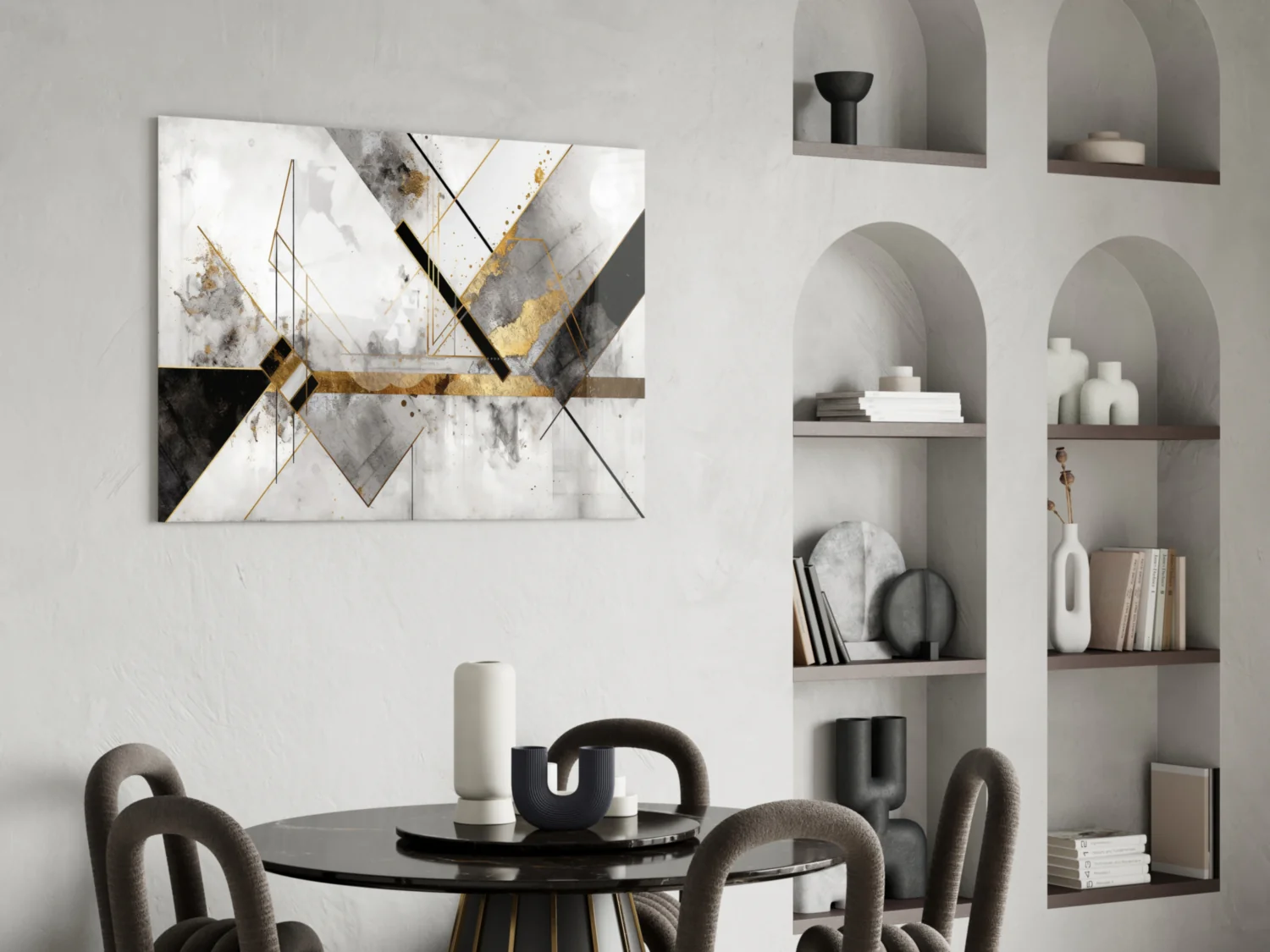 Elegant Marble & Gold Geometric Glass Wall Art - Image 6