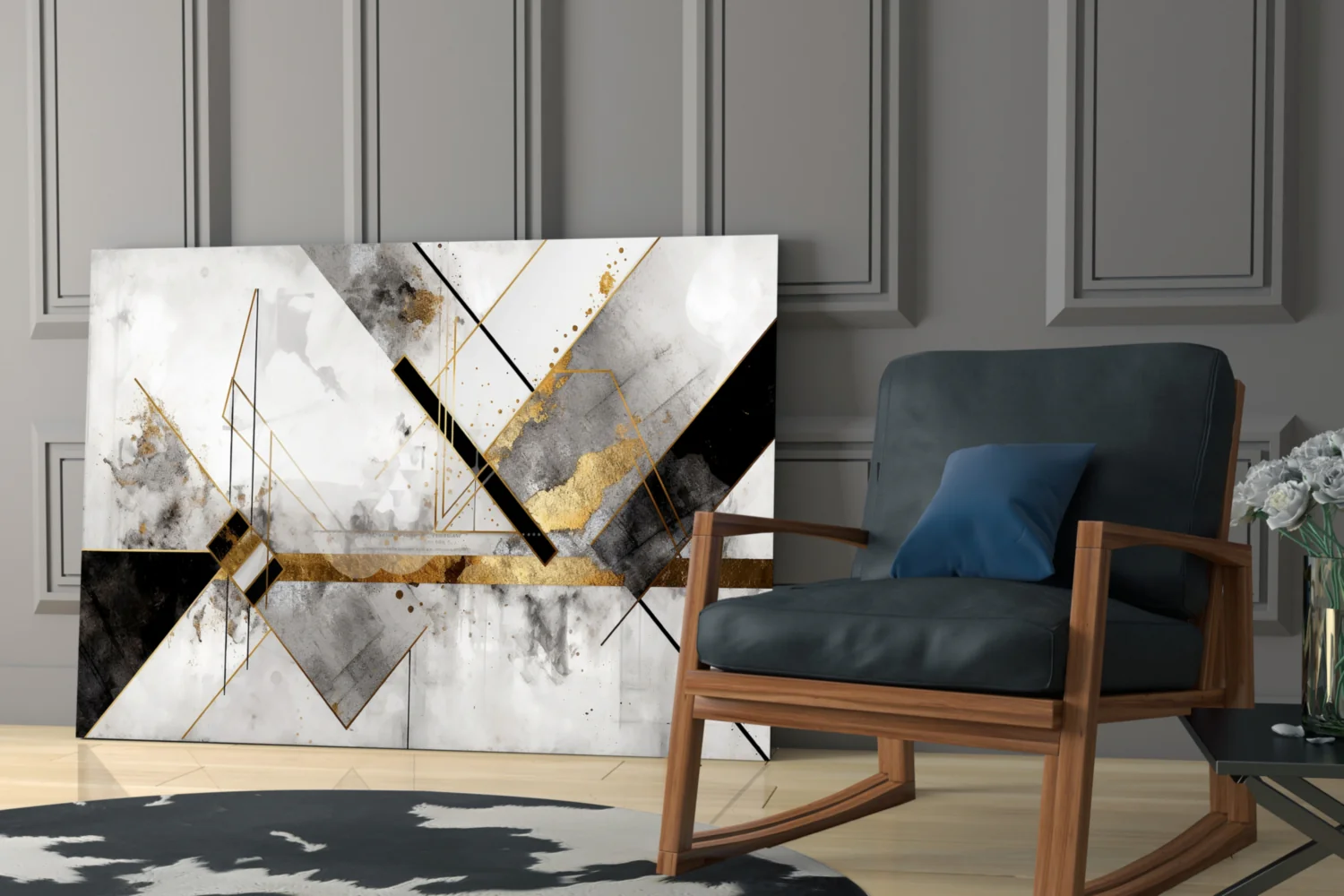 Elegant Marble & Gold Geometric Glass Wall Art - Image 7