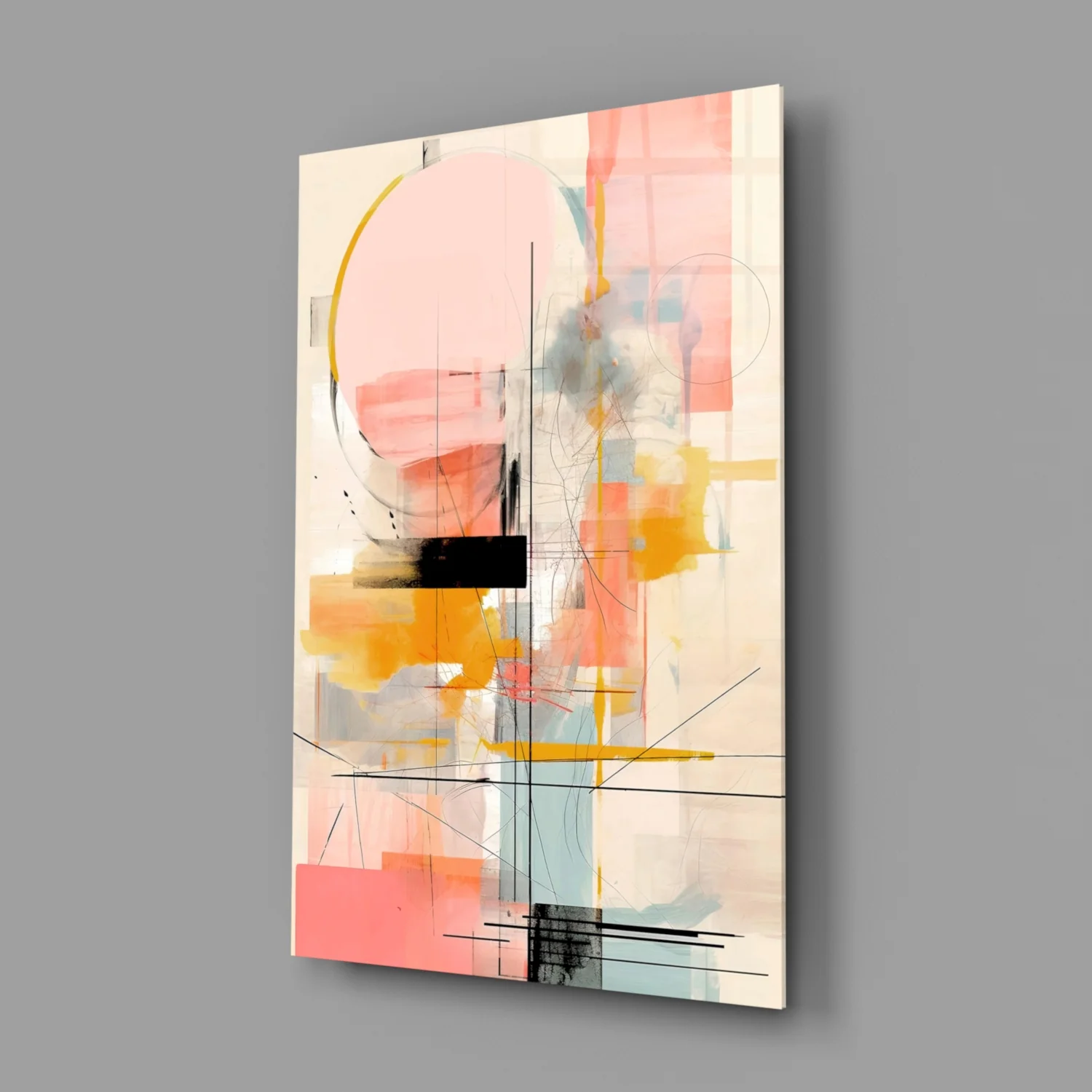 Abstract Harmony in Pastels Glass Wall Art - Image 2