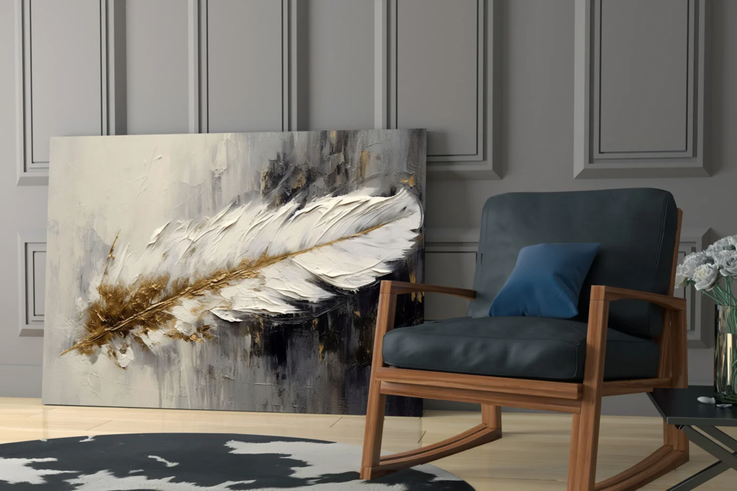 Elegant Feather on Abstract Background Glass Wall Art - Image 7