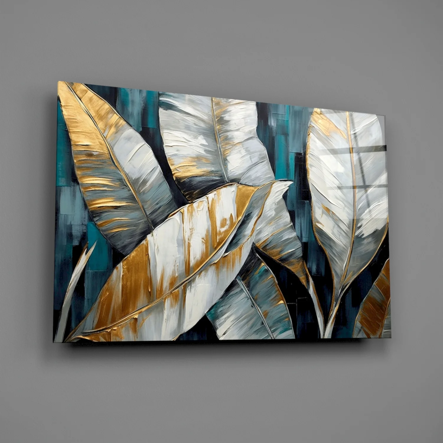 Elegant Banana Leaf Glass Wall Art - Image 2