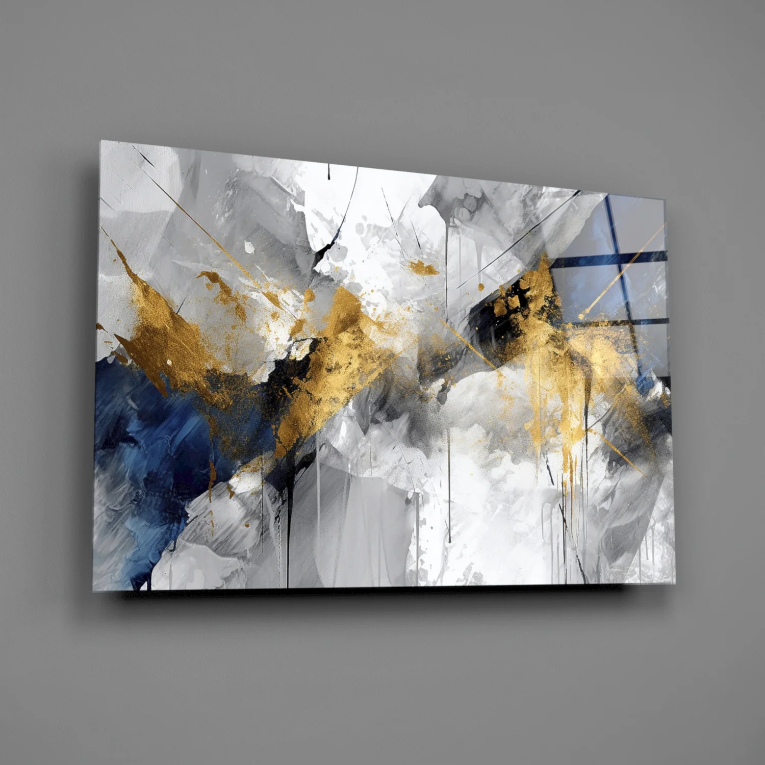 Elegant Gold Splash Abstract Glass Wall Art - Image 2