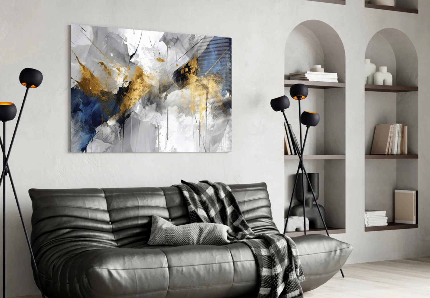 Elegant Gold Splash Abstract Glass Wall Art - Image 4