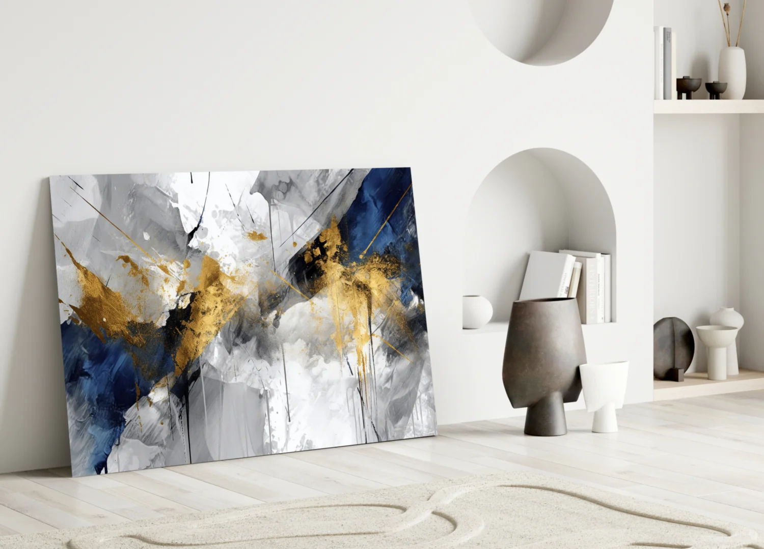 Elegant Gold Splash Abstract Glass Wall Art - Image 5