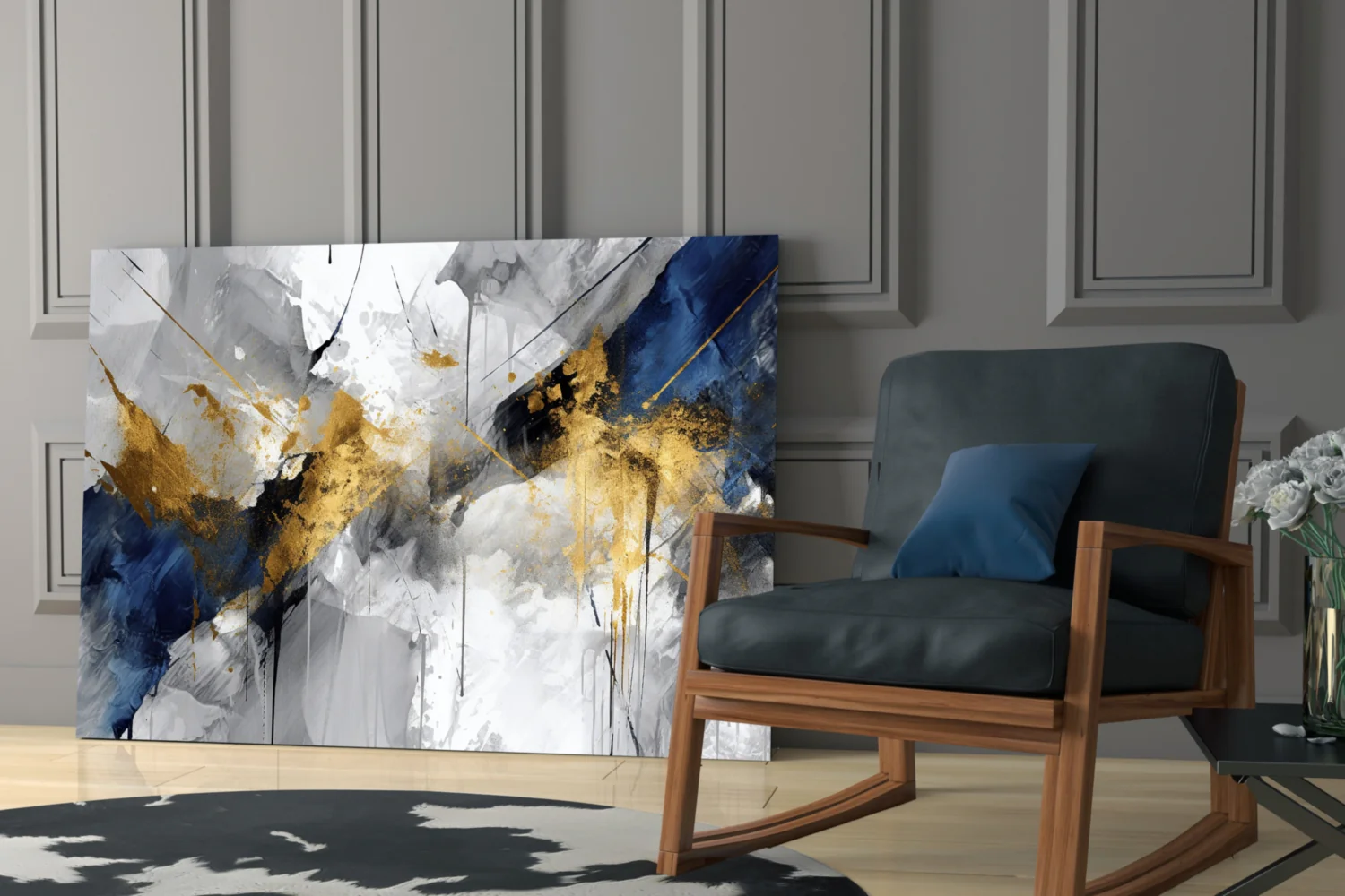 Elegant Gold Splash Abstract Glass Wall Art - Image 7