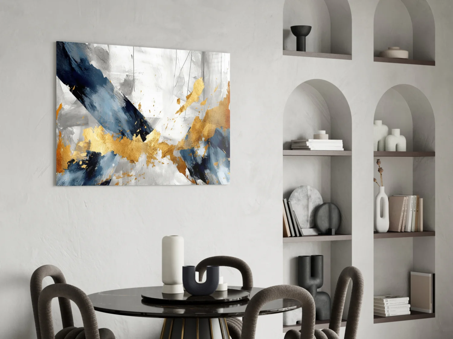 Elegant Gold & Navy Abstract Glass Wall Art - Image 6