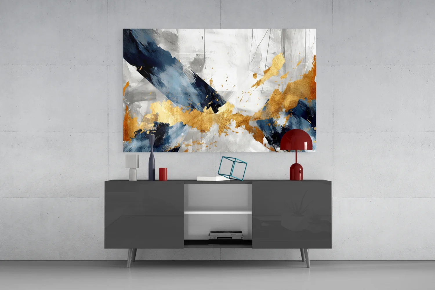 Elegant Gold & Navy Abstract Glass Wall Art - Image 8