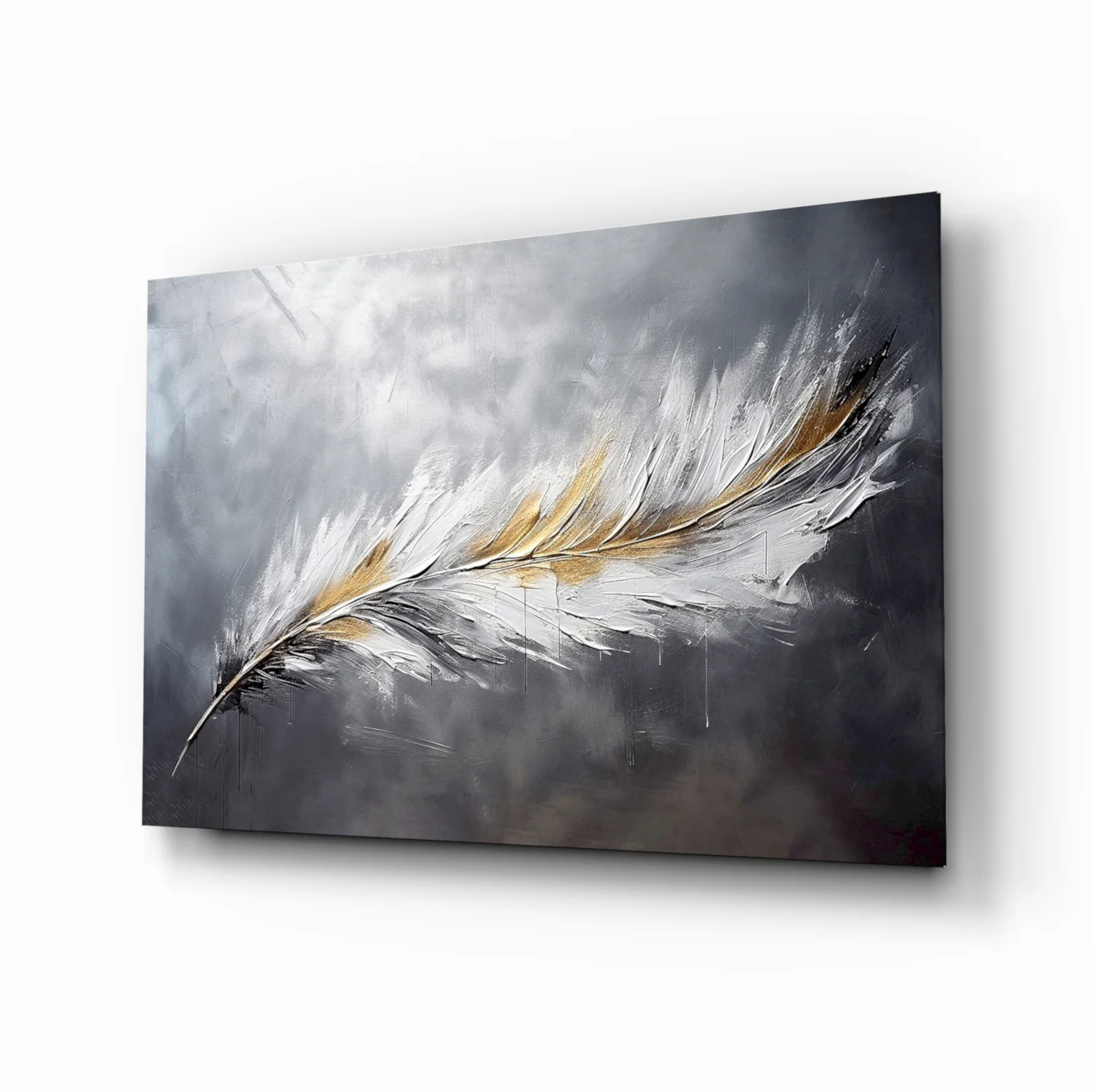 Elegant Feather on Glass Wall Art