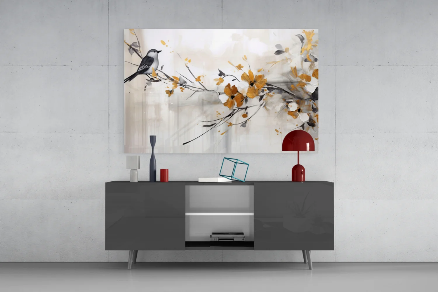 Elegant Bird on Branch Glass Wall Art - Image 8