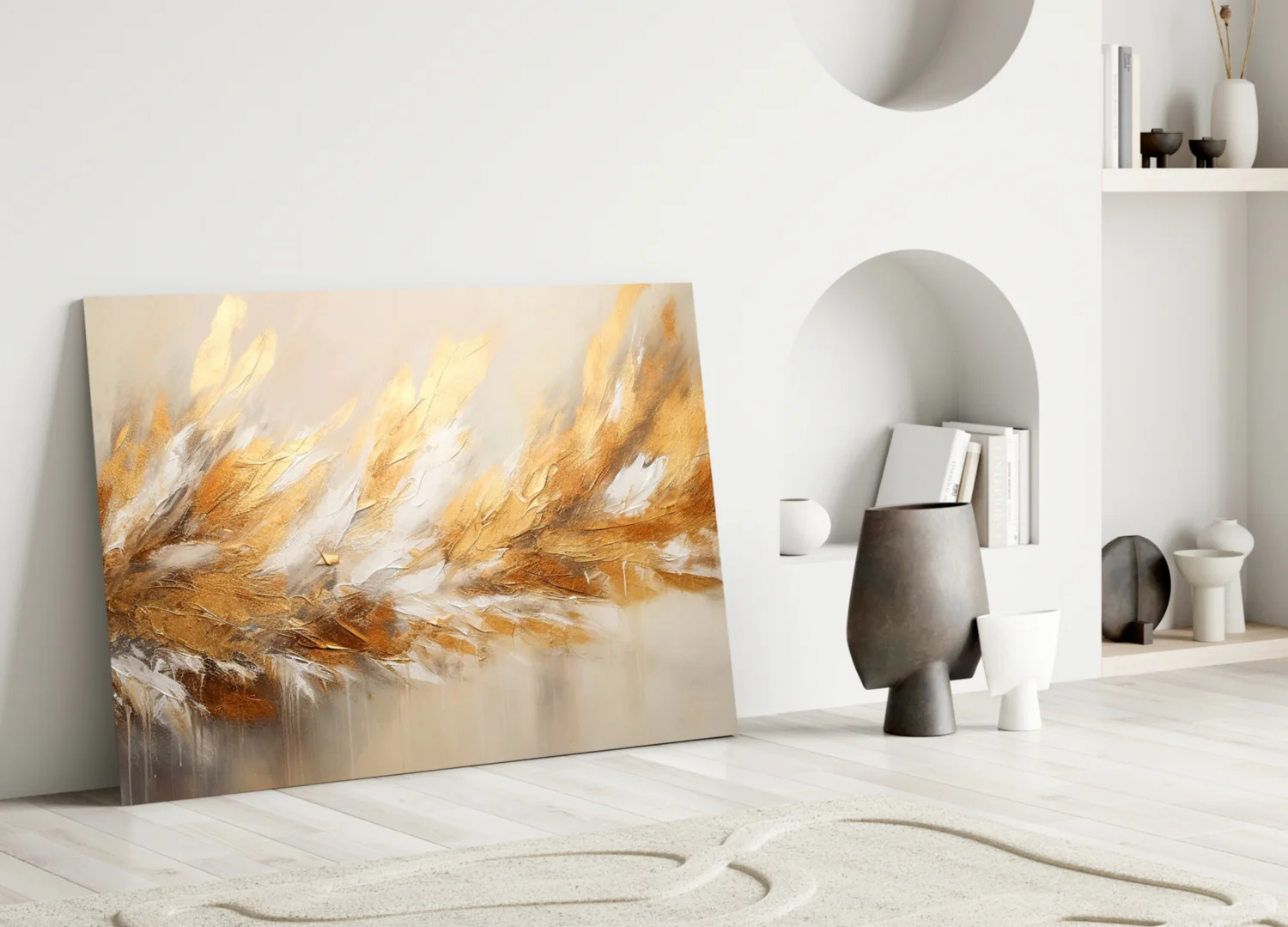 Elevate Your Space with Golden Abstract Glass Wall Art - Image 5