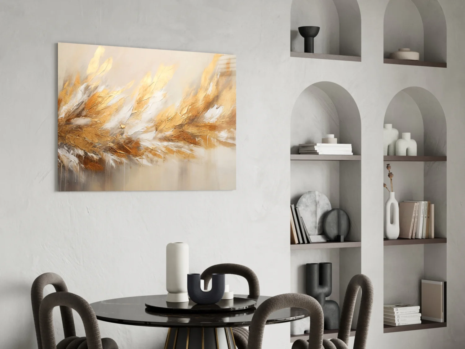 Elevate Your Space with Golden Abstract Glass Wall Art - Image 6