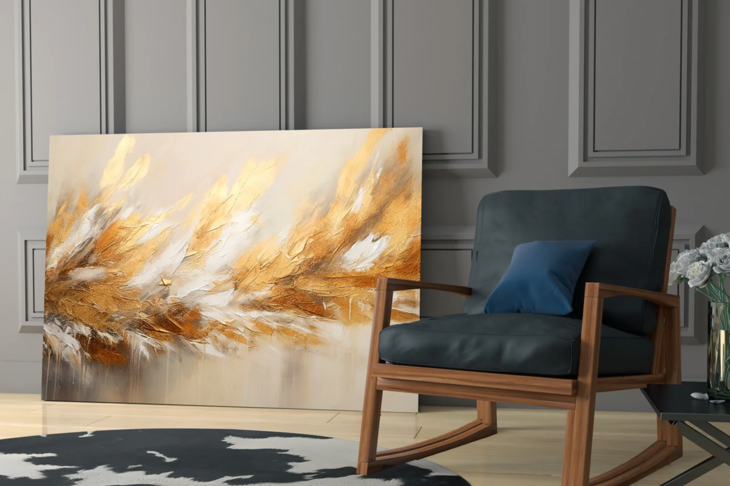 Elevate Your Space with Golden Abstract Glass Wall Art - Image 7