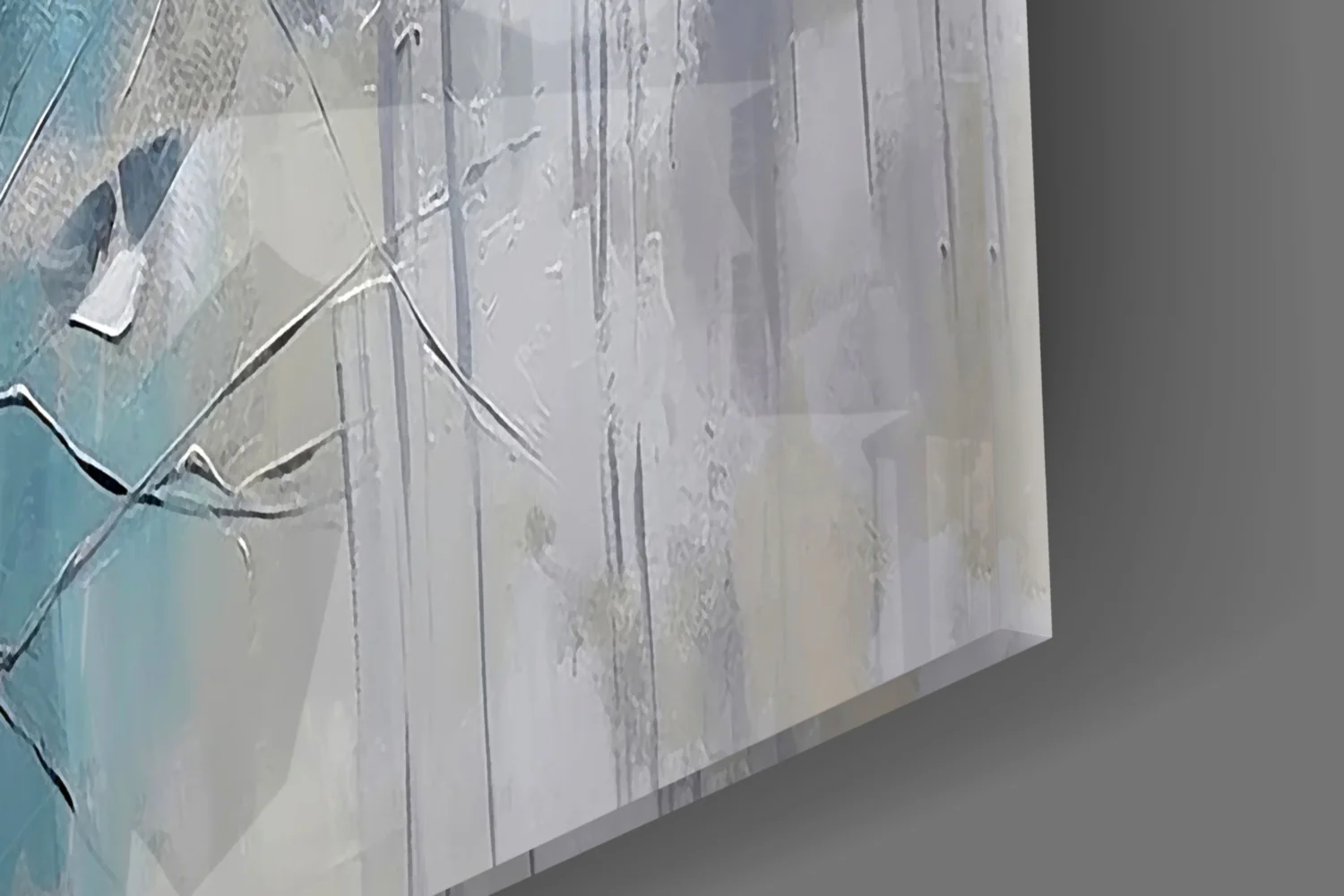 Elegant Blue Blossoms Glass Wall Art - Image 3