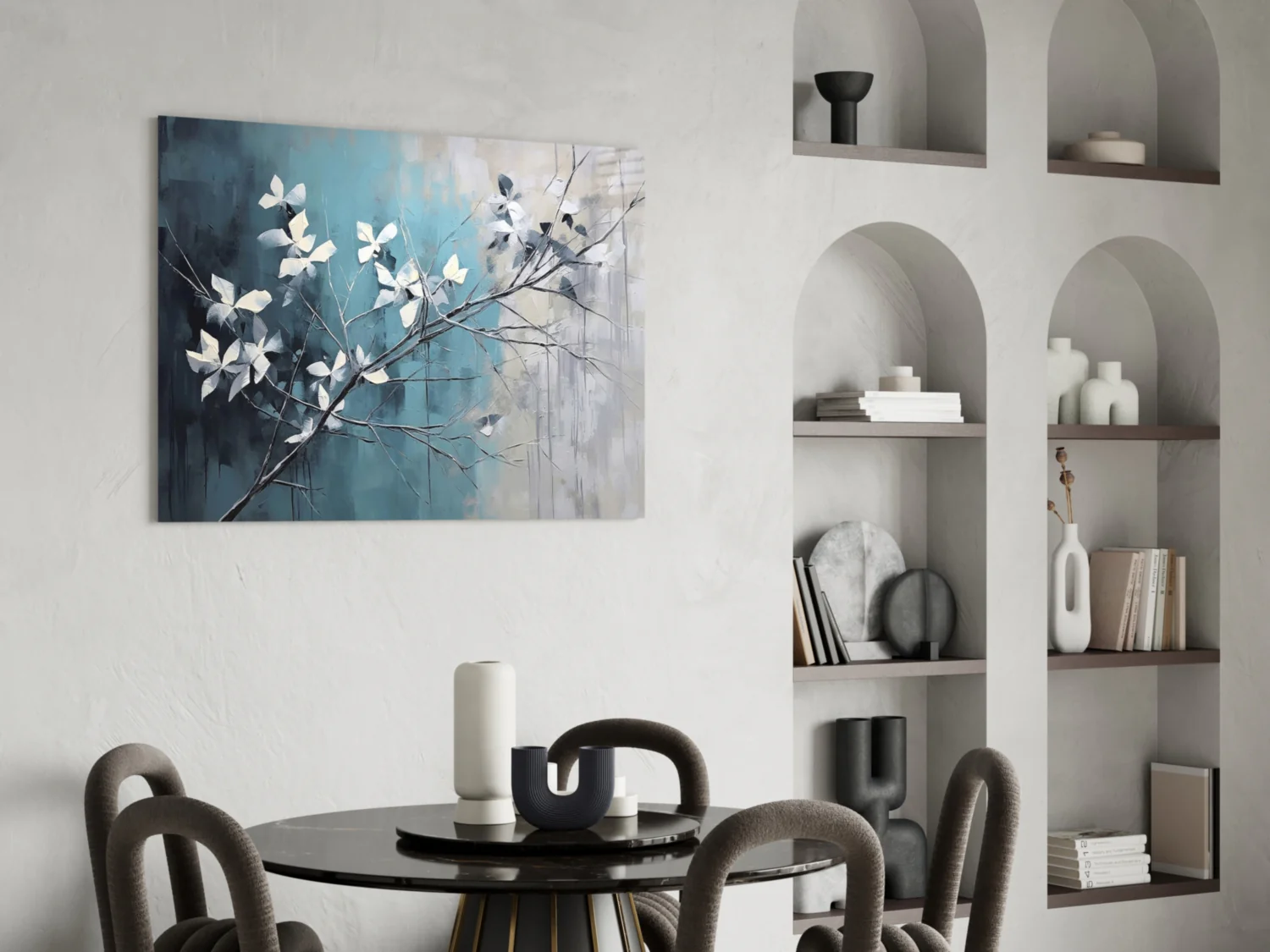 Elegant Blue Blossoms Glass Wall Art - Image 6
