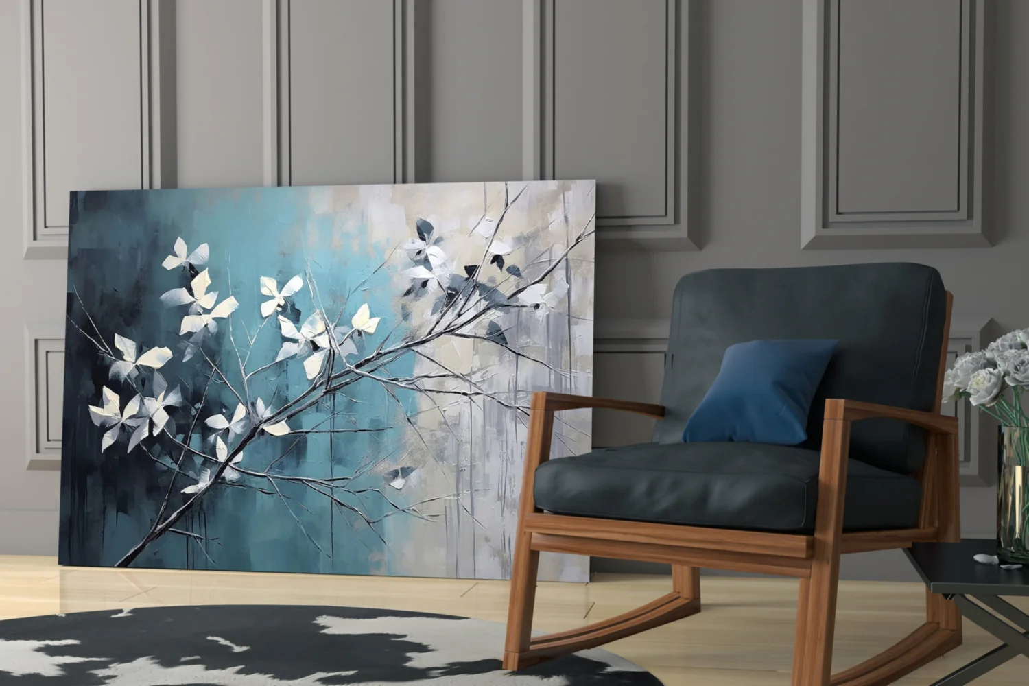 Elegant Blue Blossoms Glass Wall Art - Image 7
