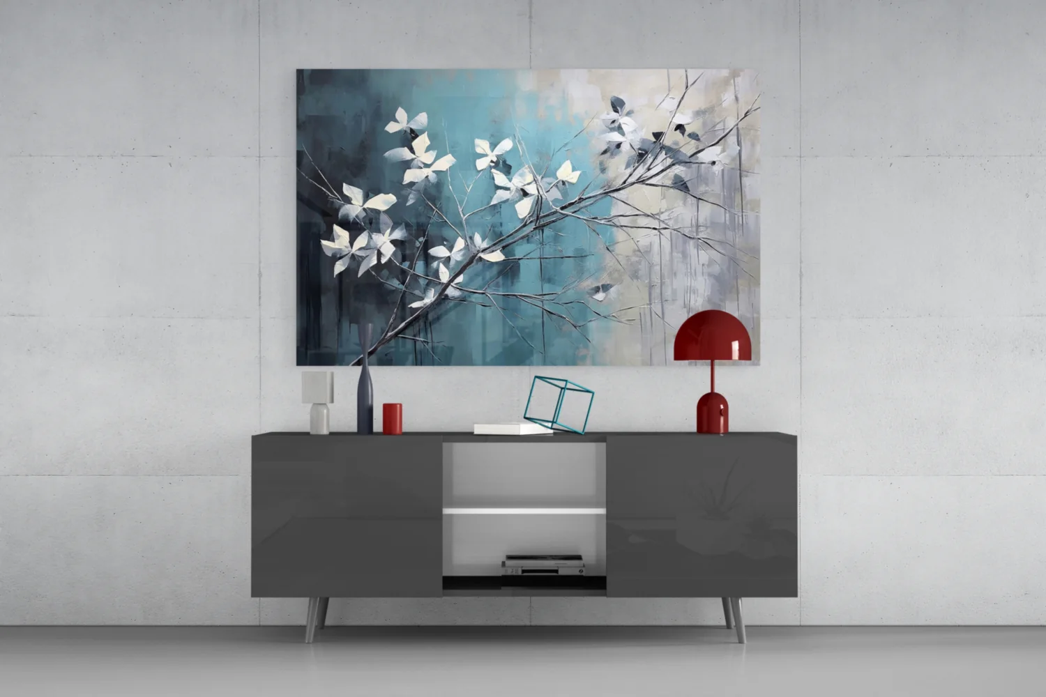 Elegant Blue Blossoms Glass Wall Art - Image 8