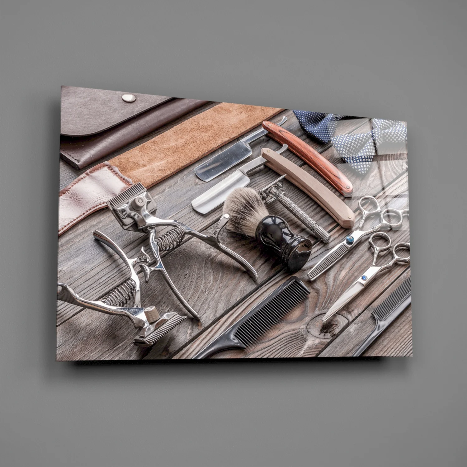 Barber's Vintage Tools Glass Wall Art - Image 2