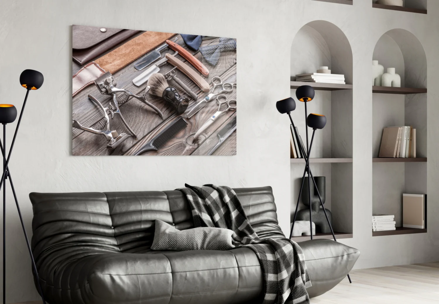 Barber's Vintage Tools Glass Wall Art - Image 4