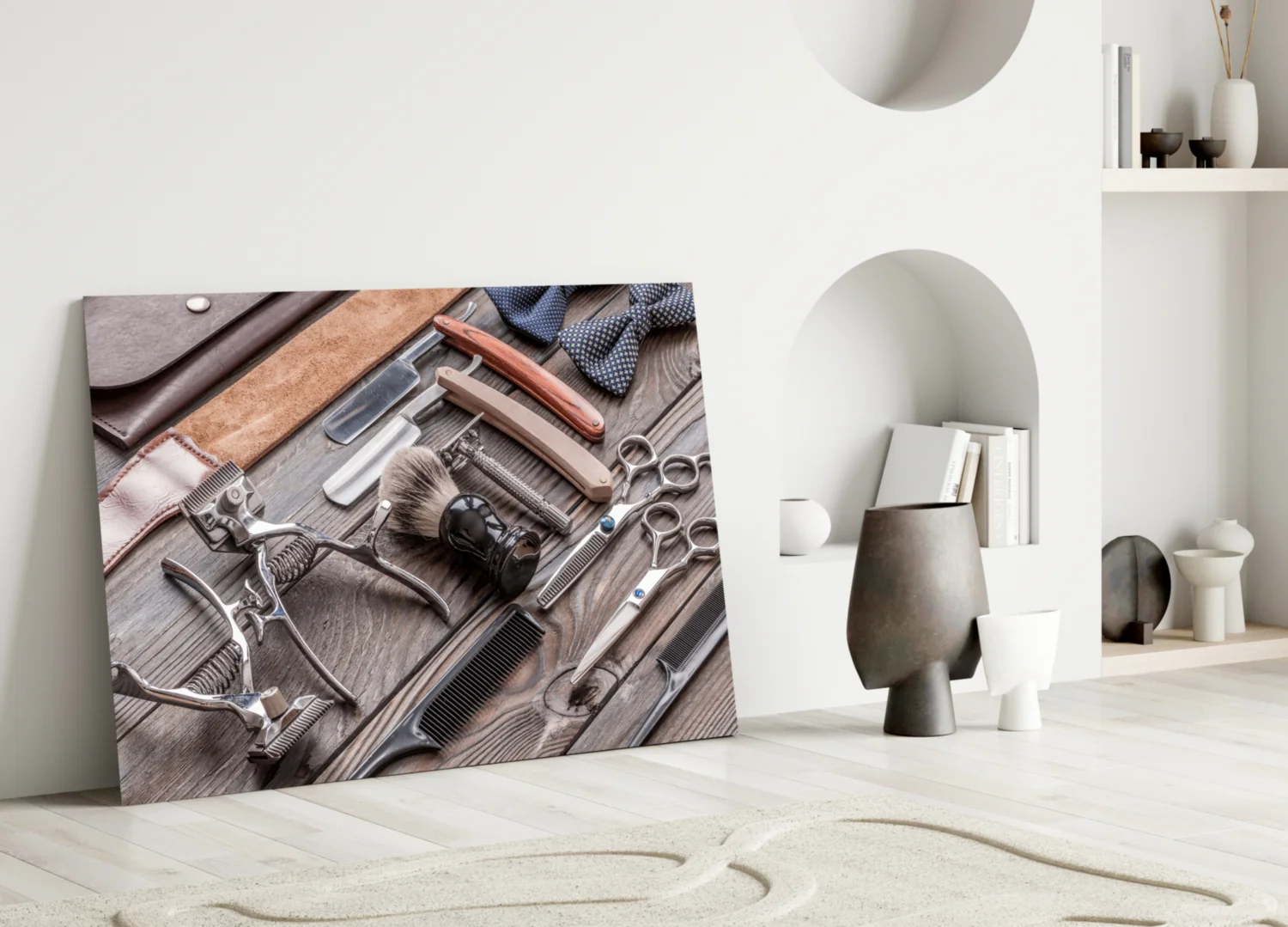 Barber's Vintage Tools Glass Wall Art - Image 5