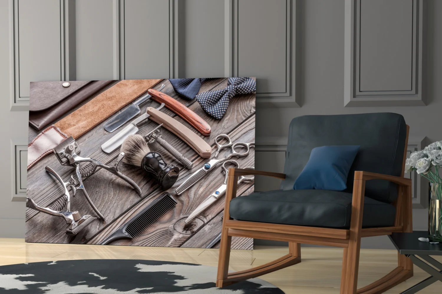 Barber's Vintage Tools Glass Wall Art - Image 7