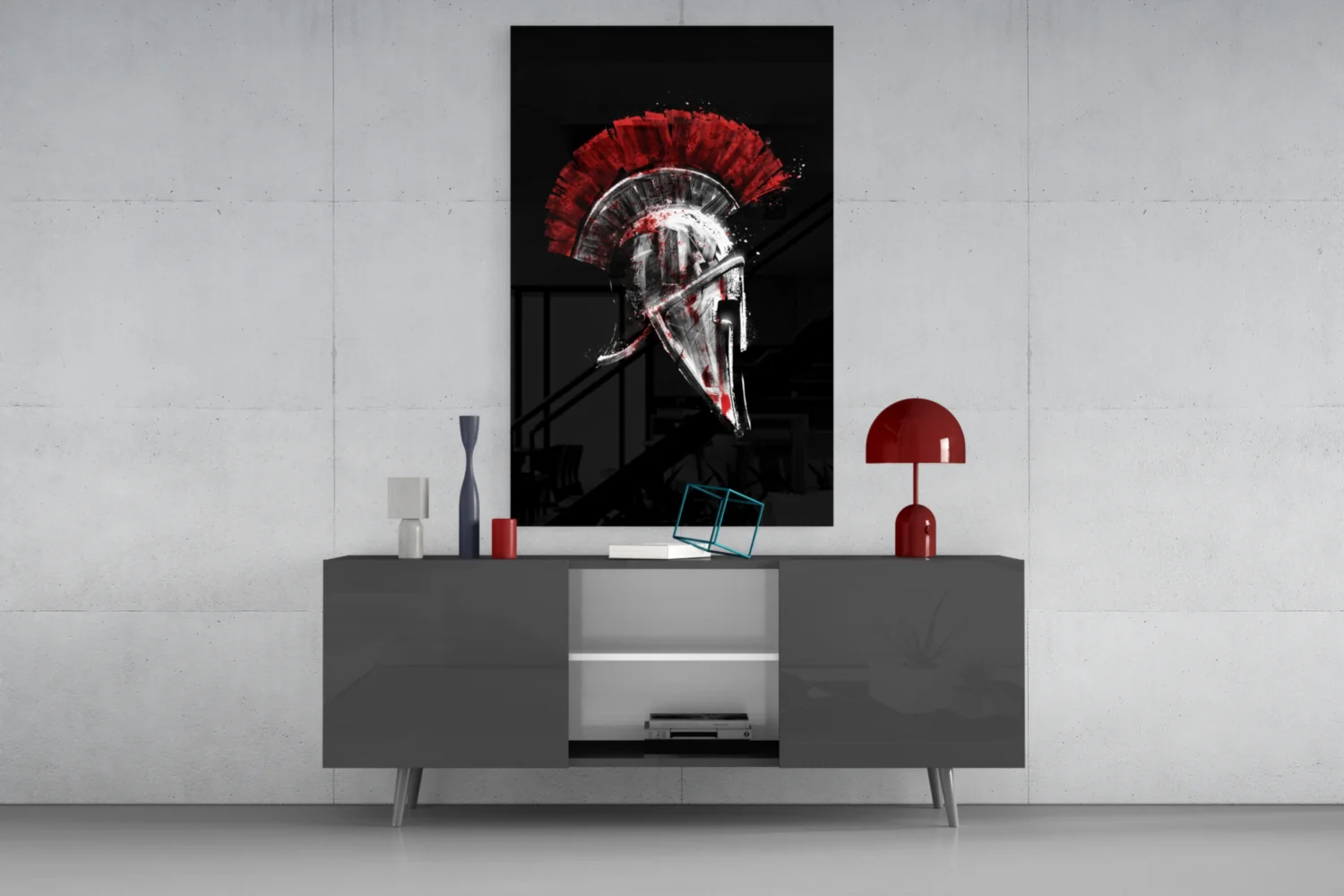 Spartan Helmet Red Glass Wall Art - Image 8