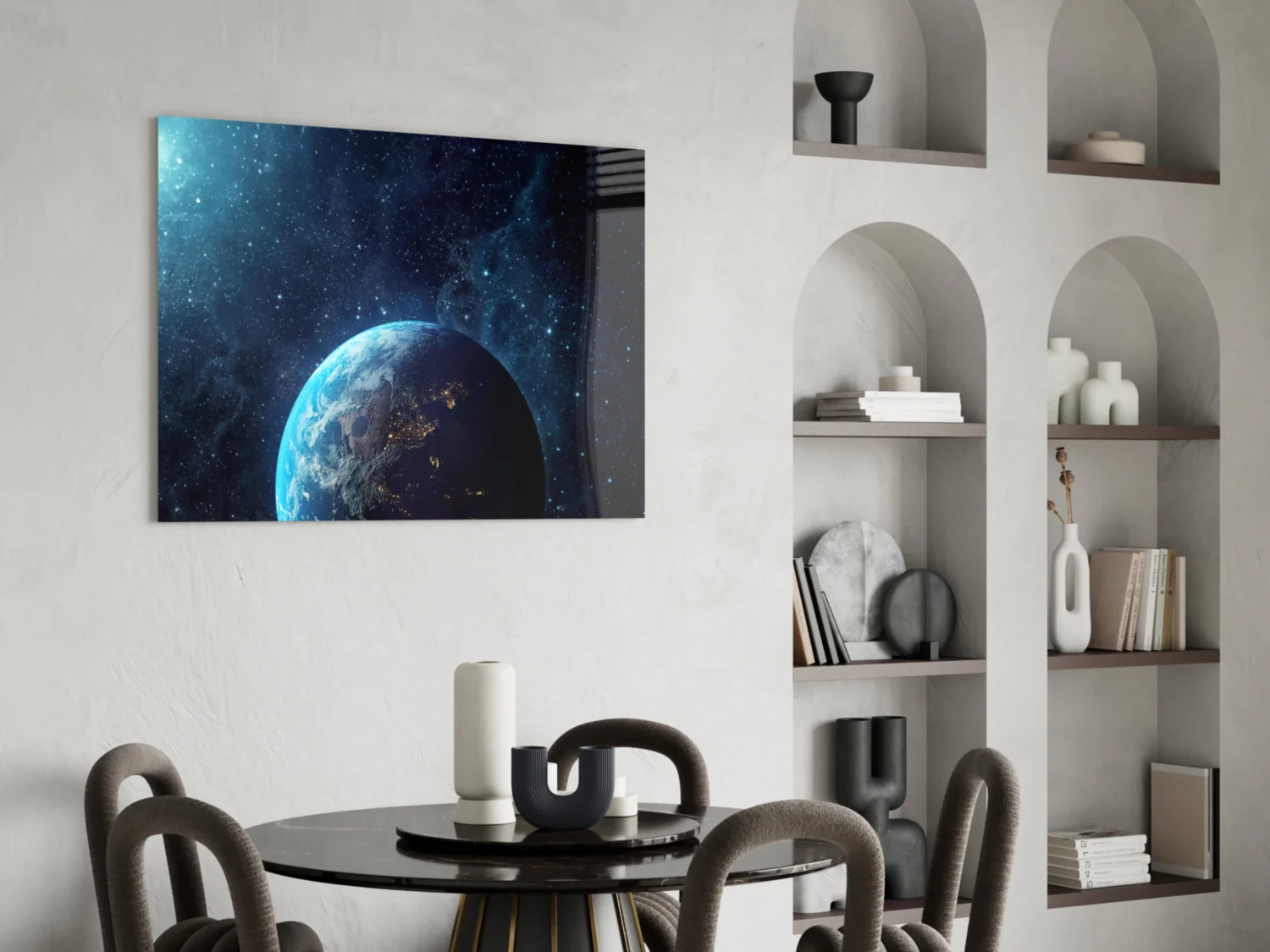Glowing Earth in Space Glass Wall Art - Image 6