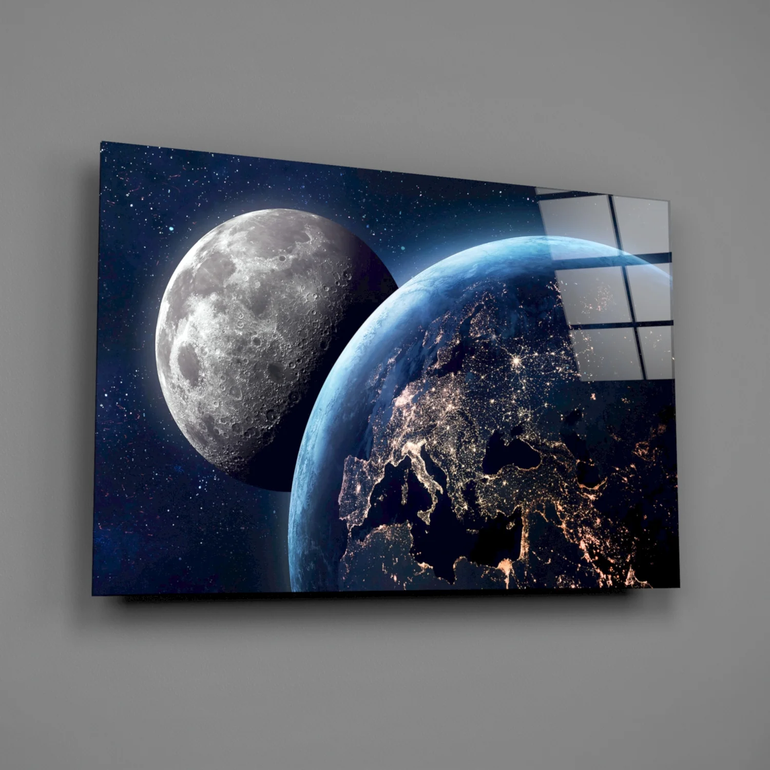 Moon Over Earth Glass Wall Art - Image 2
