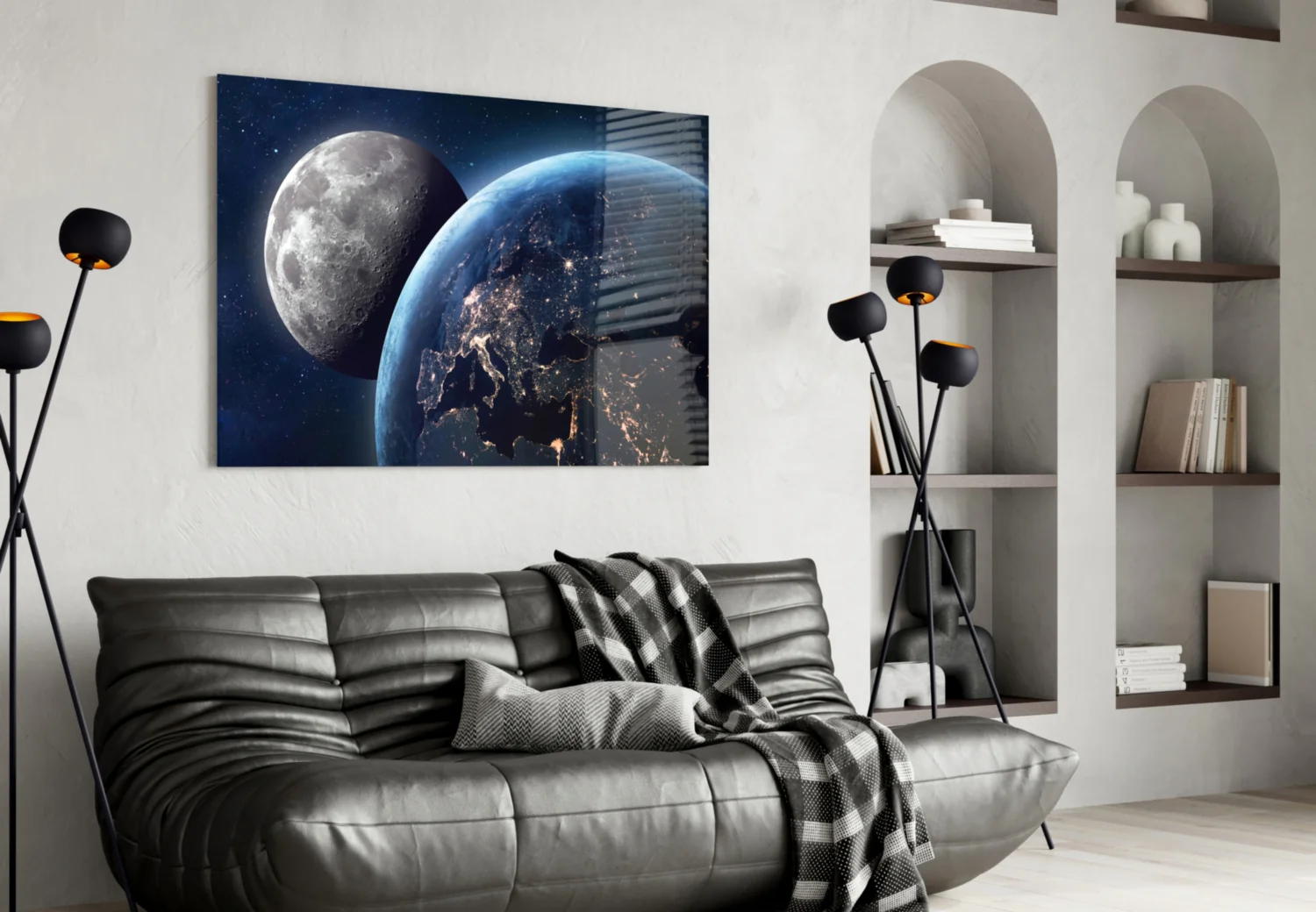 Moon Over Earth Glass Wall Art - Image 4