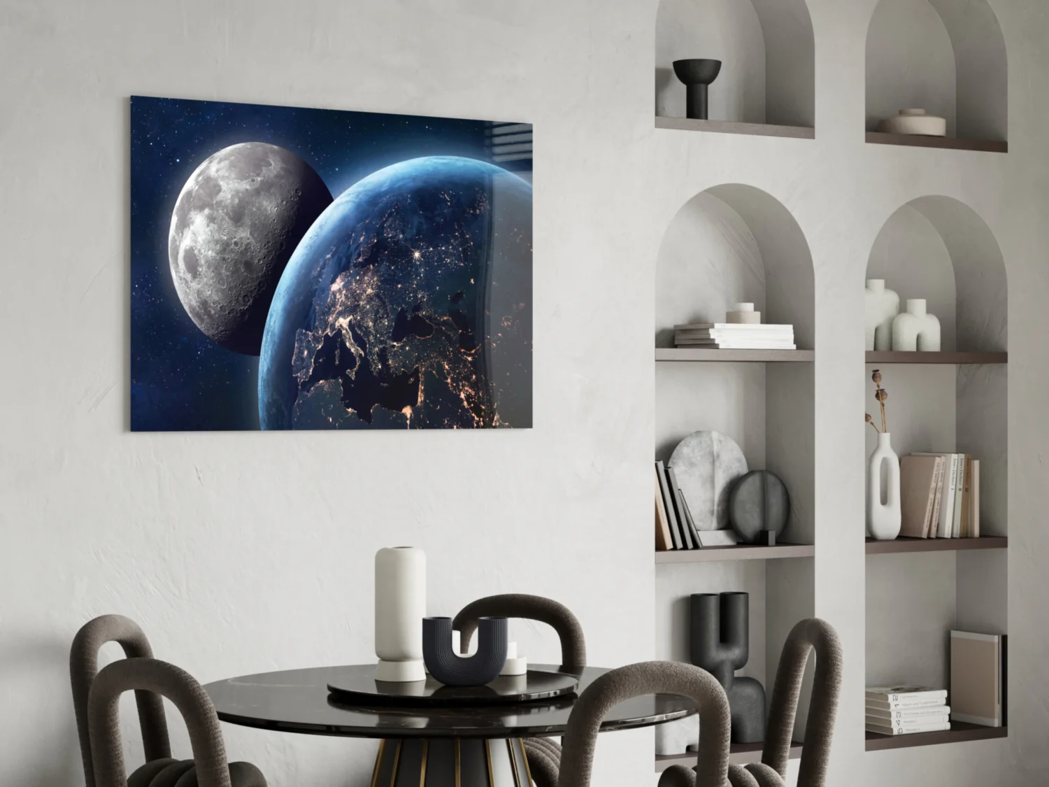 Moon Over Earth Glass Wall Art - Image 6
