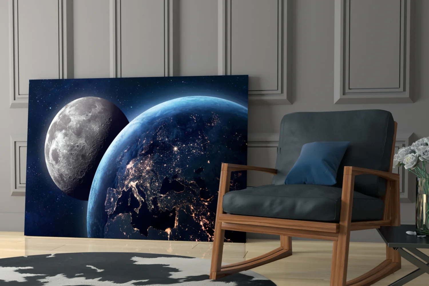 Moon Over Earth Glass Wall Art - Image 7