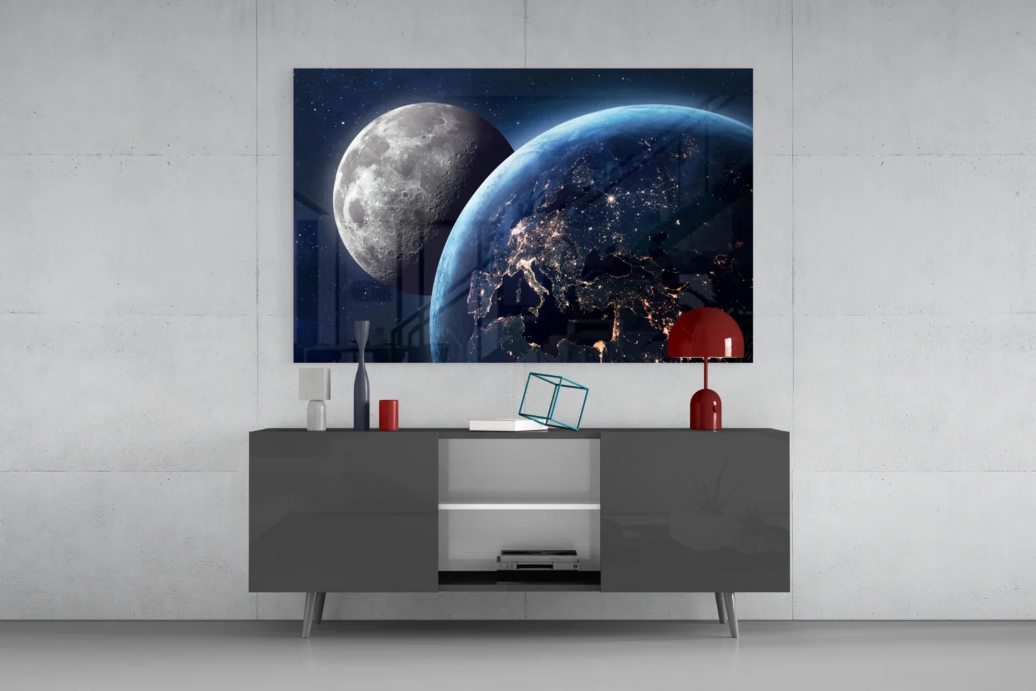 Moon Over Earth Glass Wall Art - Image 8