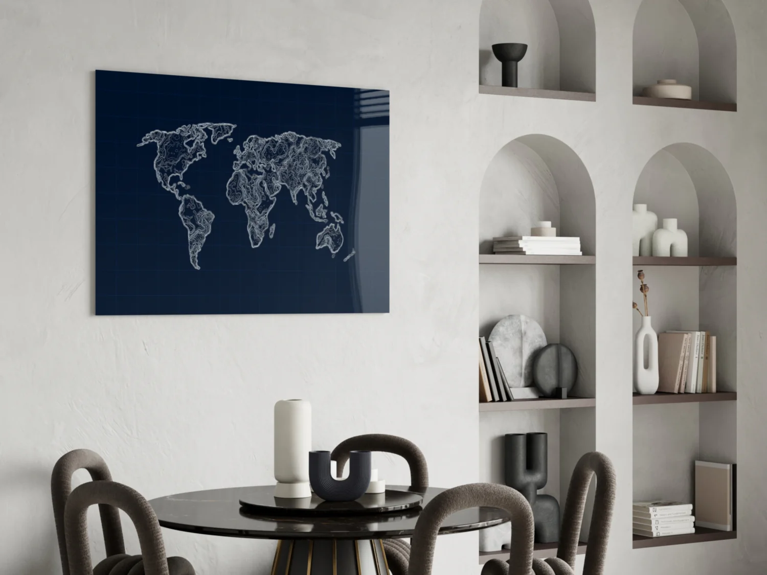 World Map Blueprint Glass Wall Art - Image 6