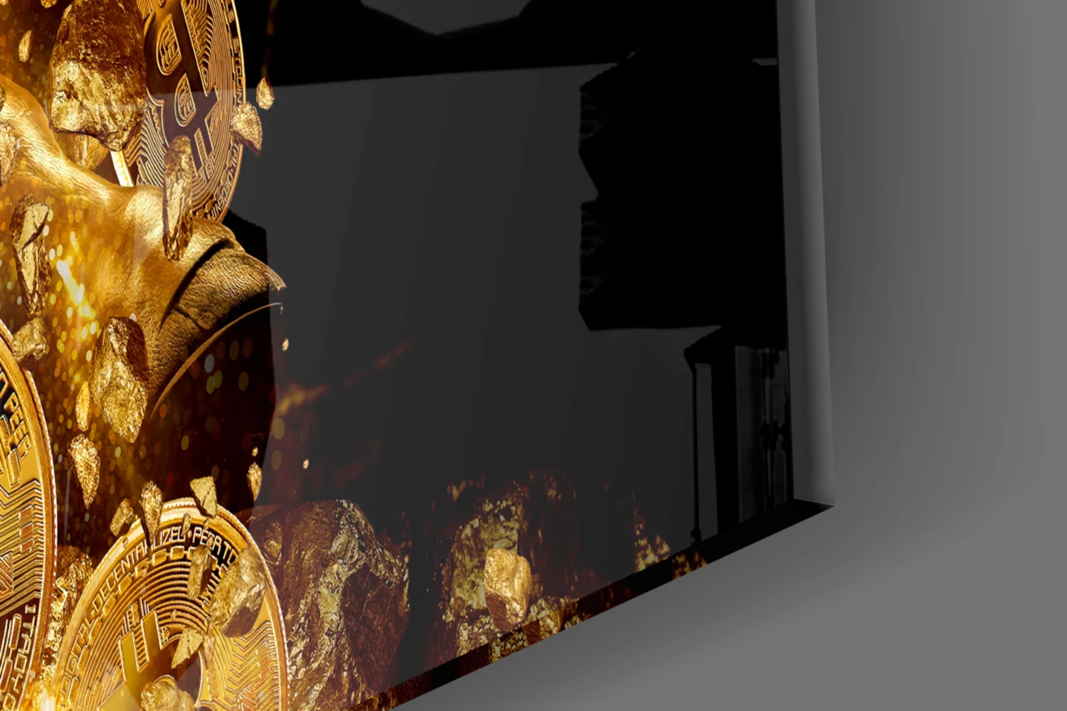 Golden Bitcoin Bull Glass Wall Art - Image 3