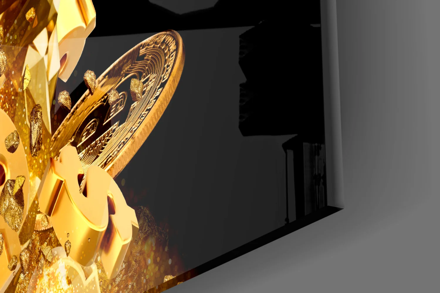 Golden Bear Bitcoin Glass Wall Art - Image 3